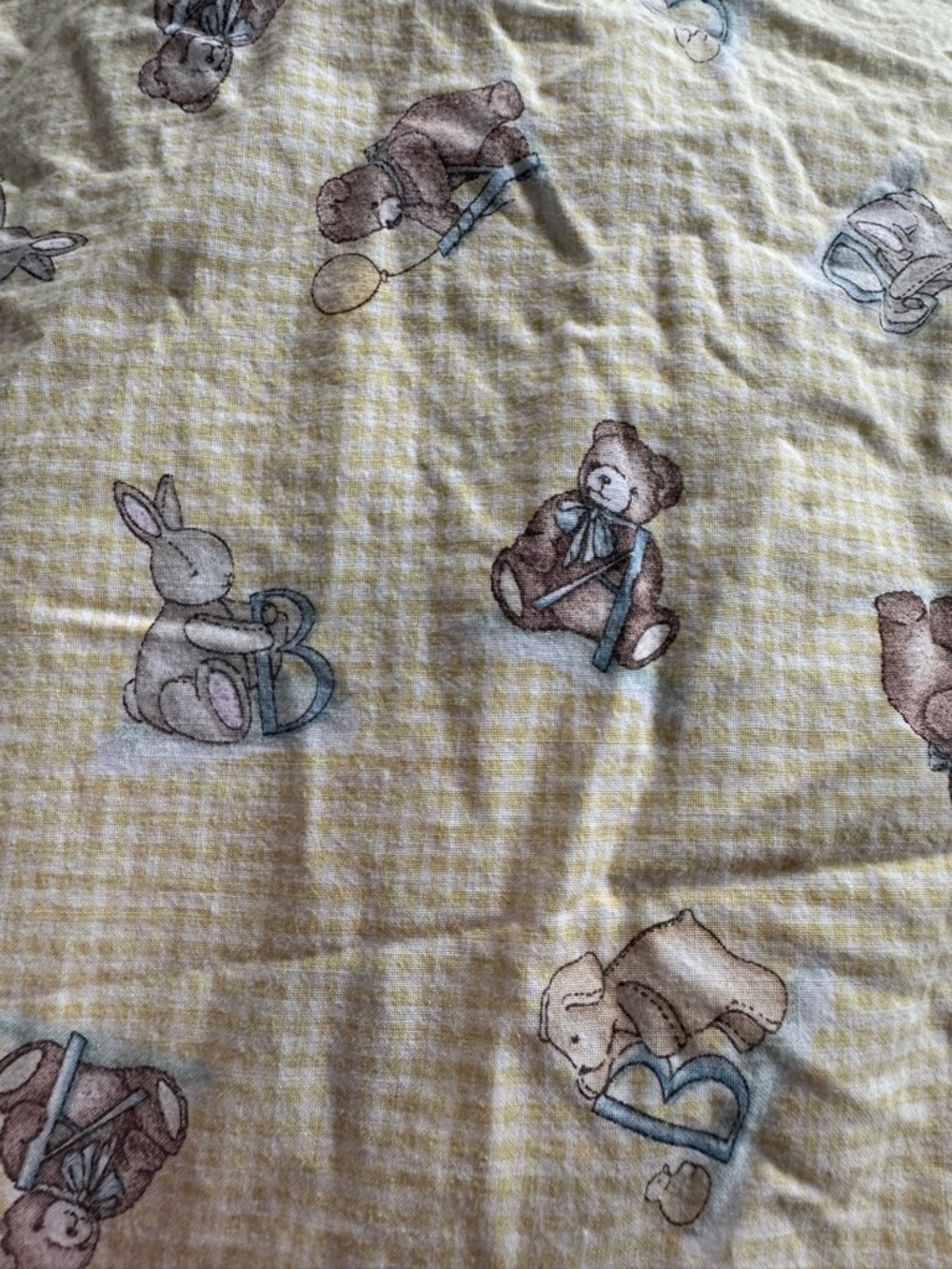 Nursery Animal Print crib sheet yellow gingham